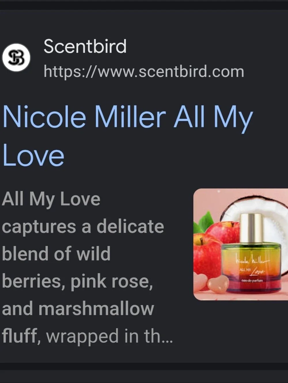 NICOLE MILLER ALL MY LOVE 3.4oz NEW IN BOX